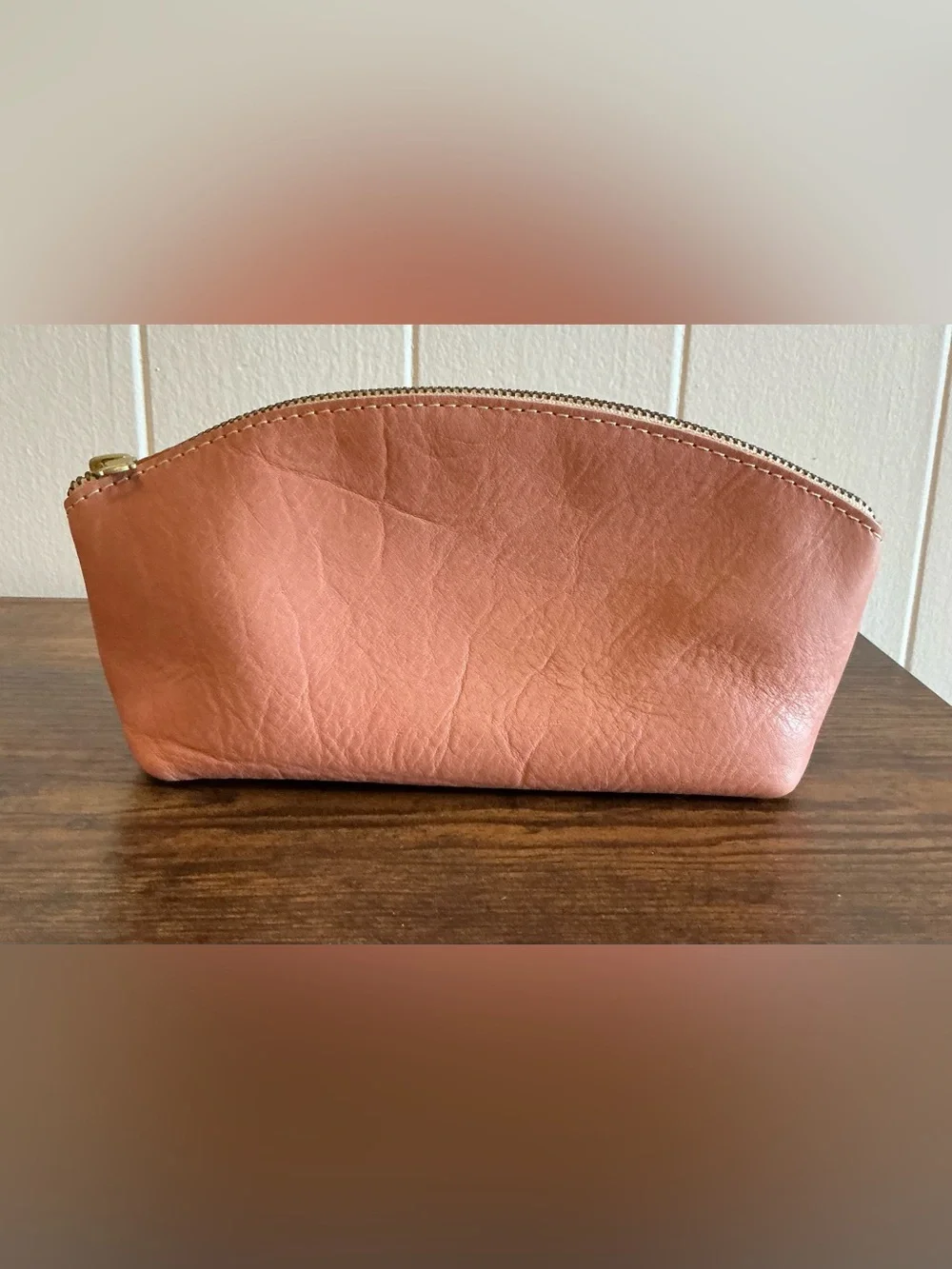 Portland Leather Goods Eclipse Makeup Bag First Quality Retail Line Vintage Pink